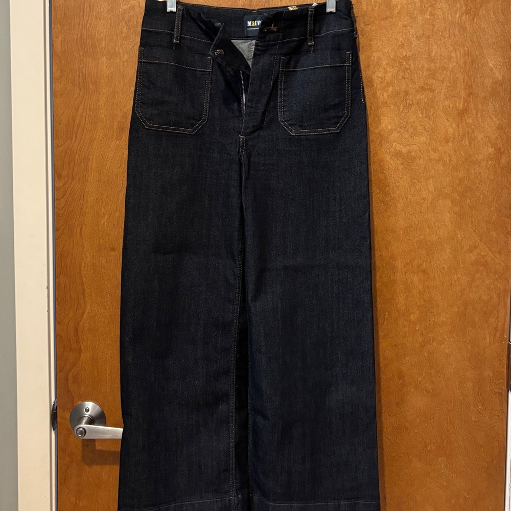 Maeve Collette Dark Indigo Wide Leg Jeans